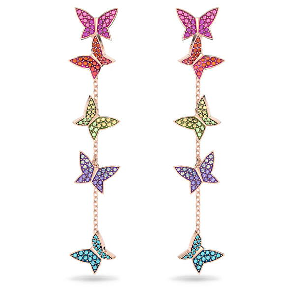 Dlouhé barevné motýlkové náušnice Lilia 5636425