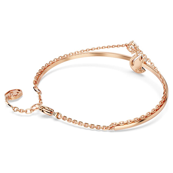Elegante bracciale doppio placcato in oro rosa con cristalli Iconic Swan 5678048