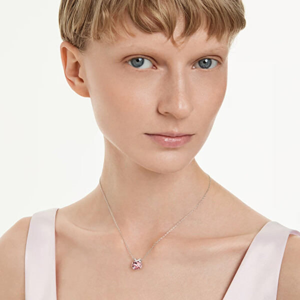 Elegantní náhrdelník s růžovým krystalem Bella 5724289