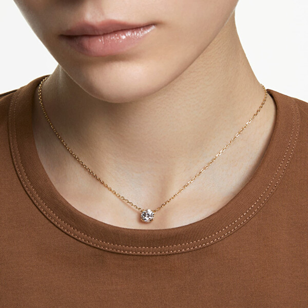 Elegantný pozlátený náhrdelník s kryštálom Constella 5636703