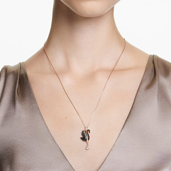 Luxusní bronzový náhrdelník s krystaly Iconic Swan 5678045