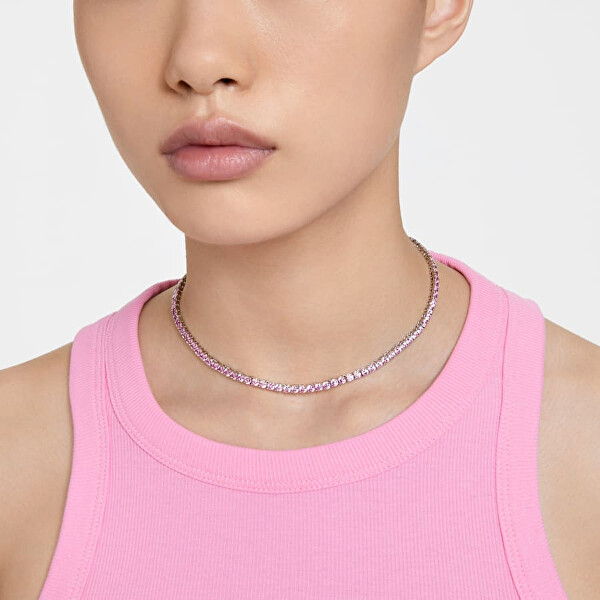 Luxusný náhrdelník s ružovými kryštálmi Matrix Tennis 5681800
