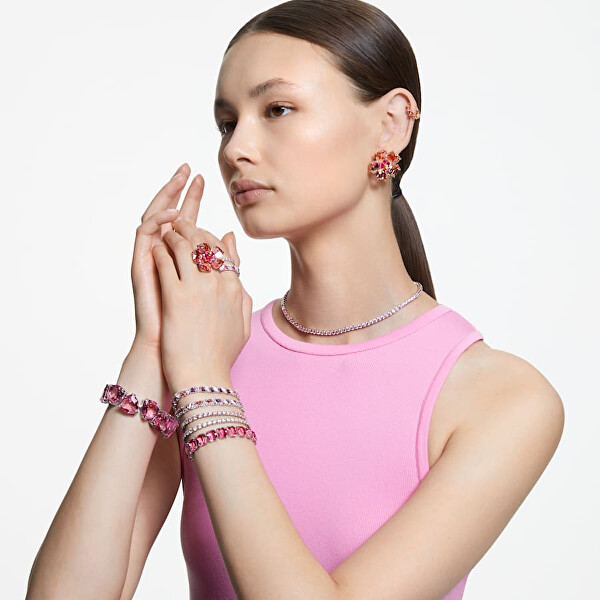 Luxusní náhrdelník s růžovými krystaly Matrix Tennis 5681800