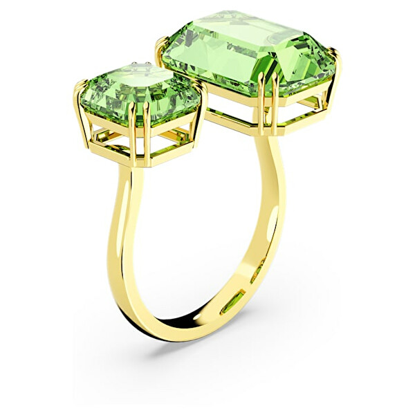 Luxuriöser offener Ring mit grünen Kristallen Millenia 5619626