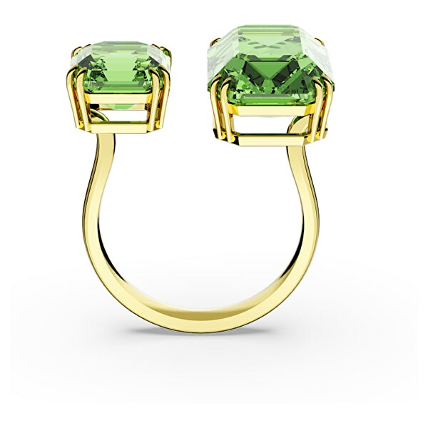 Luxus nyitott gyűrű zöld kristályokkal Millenia 5619626