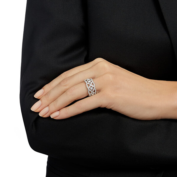 Masivní prsten s krystaly Swarovski Daylight 5184571