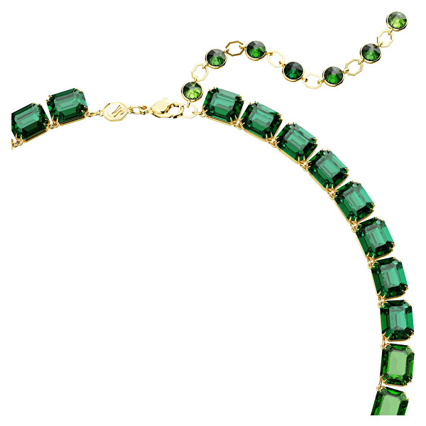 Markante Halskette mit grünen Kristallen Millenia 5671257