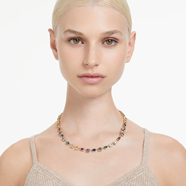 Vergoldete Halskette mit farbigen Kristallen Stilla 5662915