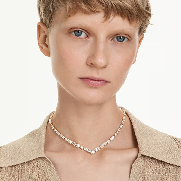 Blyštivý pozlacený náhrdelník s krystaly Swarovski Mesmera 5743826