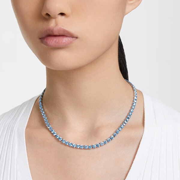 Schillernde Halskette mit blauen Zirkonias Matrix Tennis 5661187