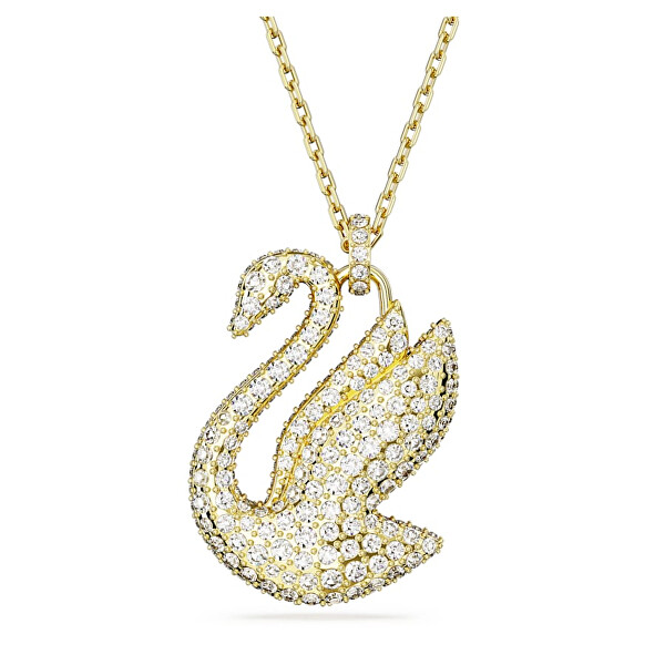 Schillernde vergoldete Halskette mit Schwan Iconic Swan 5649773