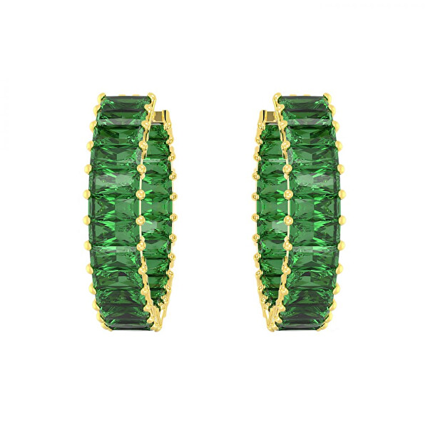Aranyozott karika fülbevaló zöld cirkónium kövekkel Matrix 5658651