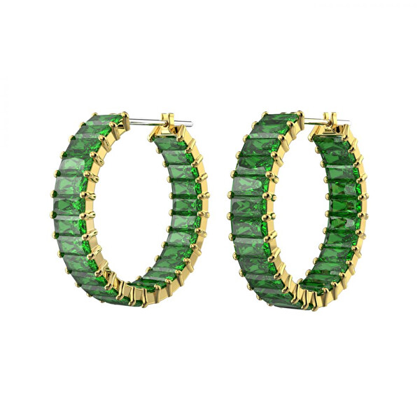 Cercei rotunzi placați cu aur cu pietre de zircon verde Matrix 5658651