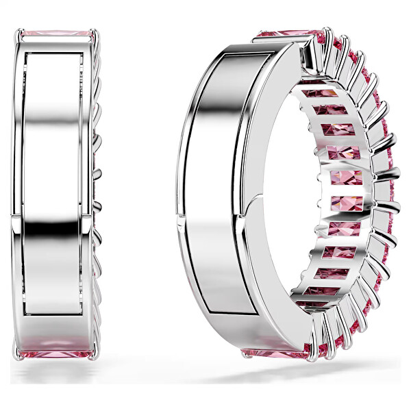Třpytivé navlékací náušnice s růžovými Swarovski zirkony Matrix 5719140