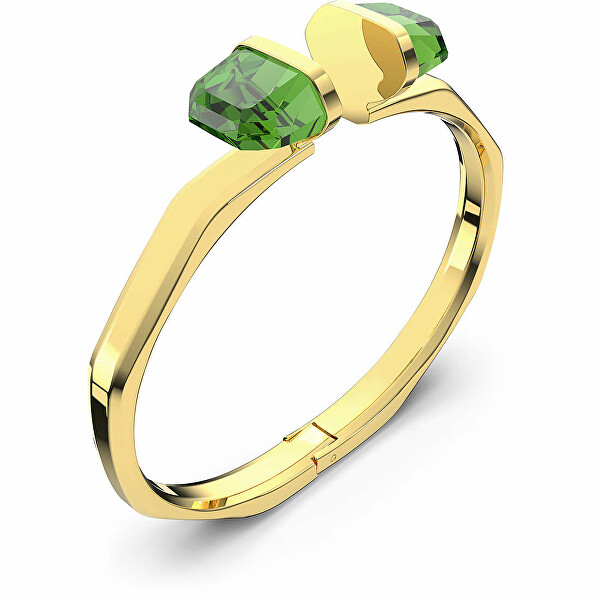 Brățară solidă placată cu aur cu cristale verzi Lucent 5633624