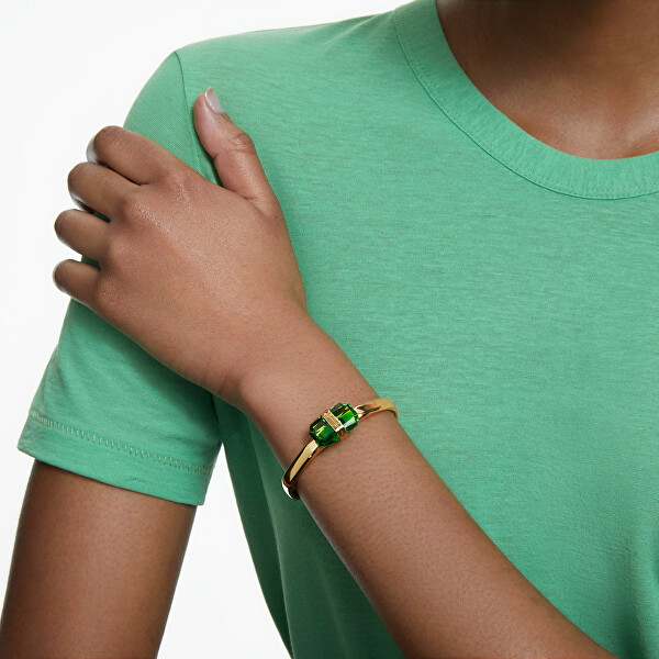 Vergoldetes festes Armband mit grünen Kristallen Lucent 5633624