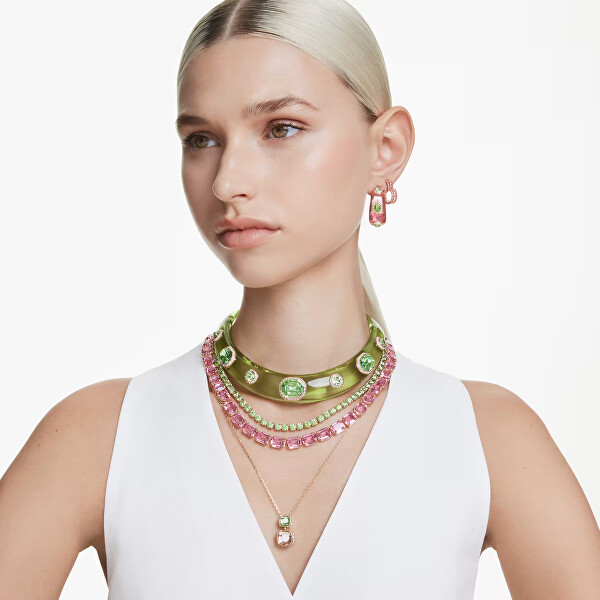 Pozlacené srdíčkové náušnice s růžovými Swarovski zirkony Matrix 5706340