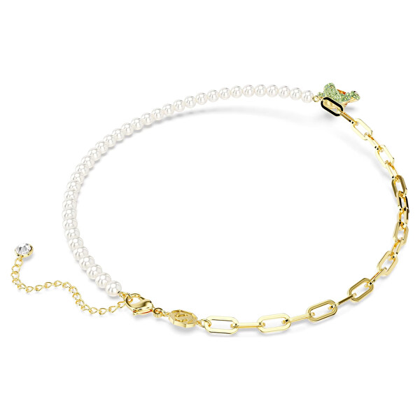 Roztomilý pozlátený náhrdelník so Swarovski perlami Teddy 5669162