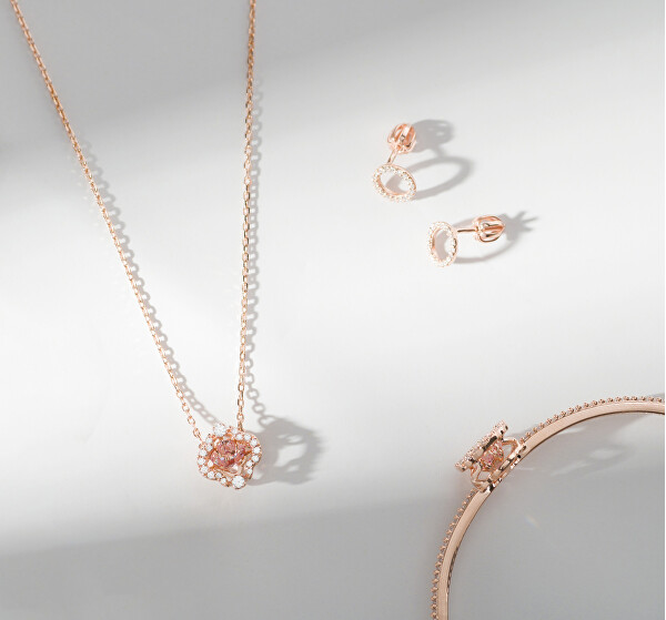 Set de bijuterii placat cu aur roz cu cristale Sparkling Dance 5516488 (colier, cercei)