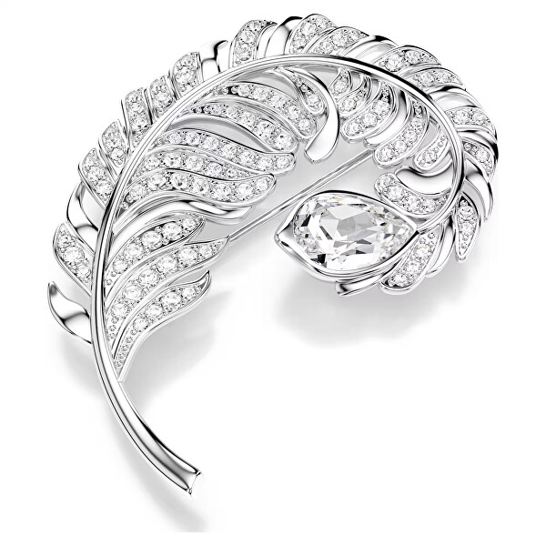 Třpytivá brož Pírko se Swarovski krystaly Idyllia 5747549