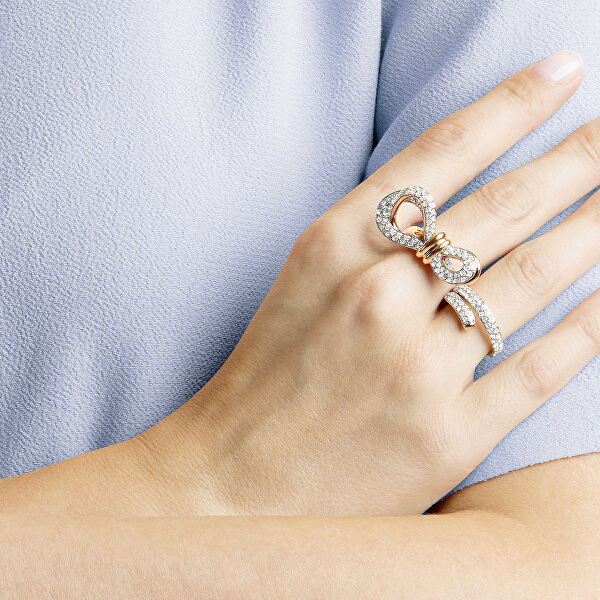 Třpytivý bicolor prsten s mašličkou Lifelong Bow 5447086