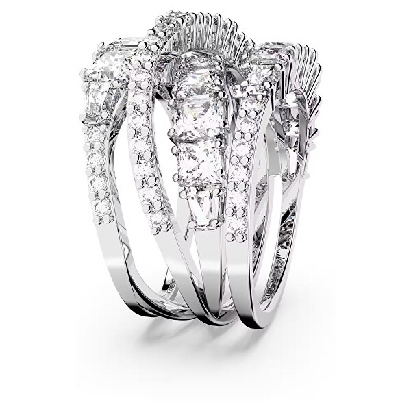 Třpytivý trojřadý prsten Twist 584656