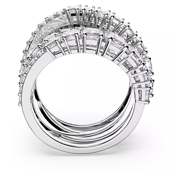 Třpytivý trojřadý prsten Twist 584656