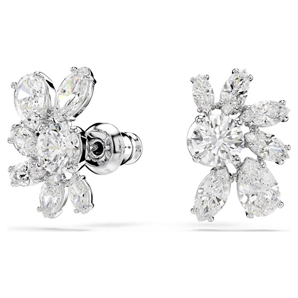 Asymetrické náušnice Květina se Swarovski zirkony Mesmera 5737462