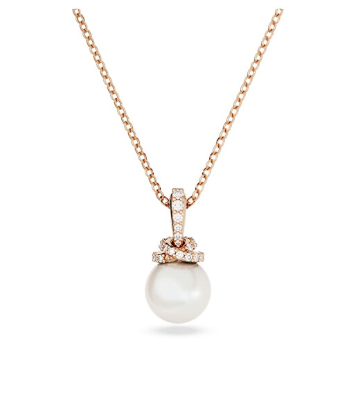 Delicata collana placcata in oro rosa con cristalli e perla Originally 5669523