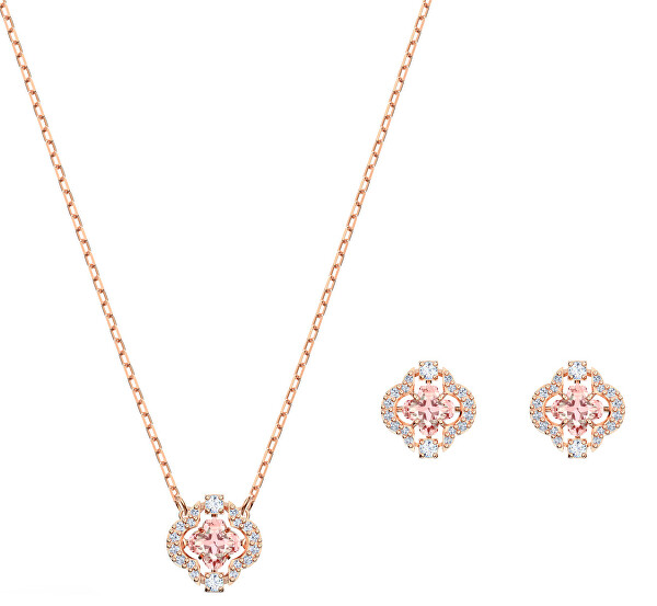 Sada ružovo pozlátených šperkov s kryštálmi Sparkling Dance 5516488 (náhrdelník, náušnice)