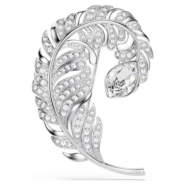 Třpytivá brož Pírko se Swarovski krystaly Idyllia 5747549