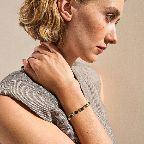 Jedinečný pozlacený náramek s modrým sklem Sofie Sea Glass SKJ1888710