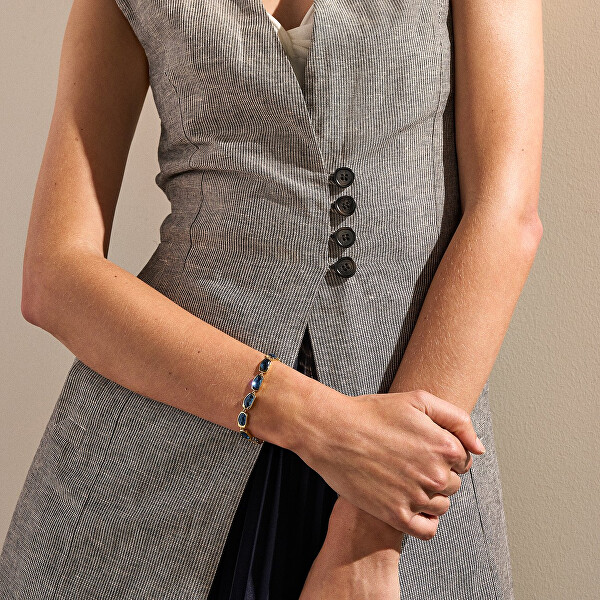 Jedinečný pozlacený náramek s modrým sklem Sofie Sea Glass SKJ1888710