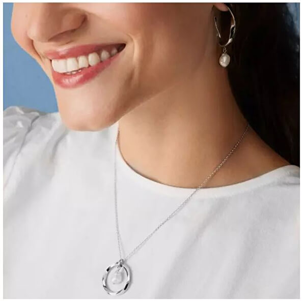Luxusní ocelový náhrdelník s pravou říční perlou Agnethe SKJ1395040