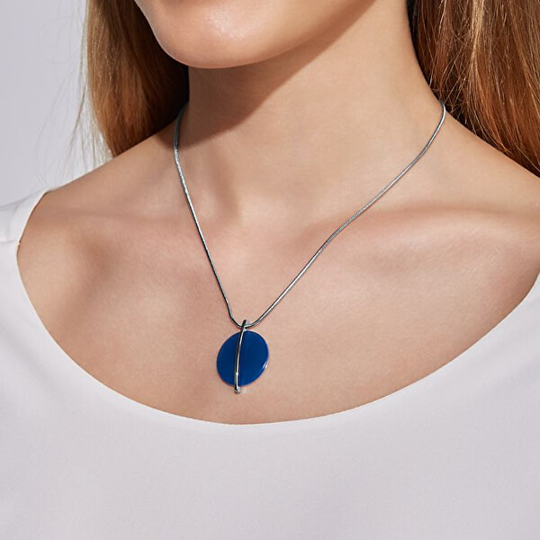 Oceľový náhrdelník s modrým sklom SKJ1296040