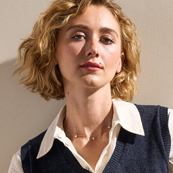 Pozlacený náhrdelník s pravými perlami Agnethe SKJ1879710