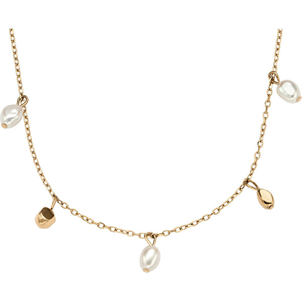 Pozlacený náhrdelník s pravými perlami Agnethe SKJ1879710