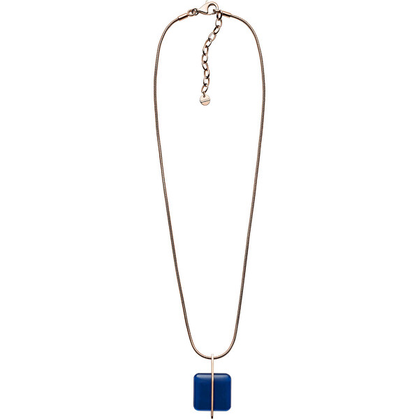 Bronzový náhrdelník s modrým sklem Sea Glass SKJ1134791