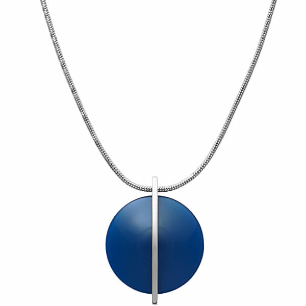 Oceľový náhrdelník s modrým sklom SKJ1296040