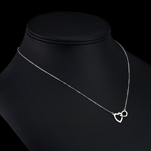 Stříbrný náhrdelník Spojená srdce SMJN059FP7