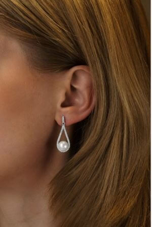 Luxus ezüst fülbevalók valódi fehér gyönggyel LPSGRP19233W