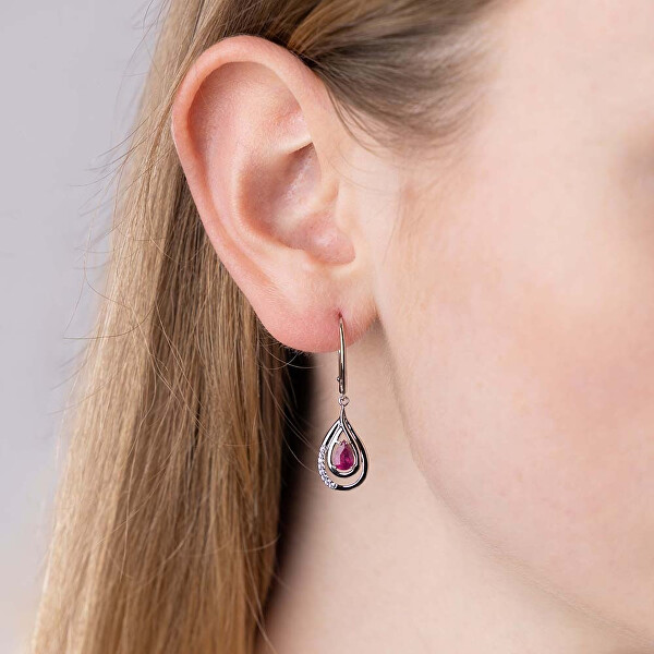 Lussuosi orecchini in argento con rubini e zirconi FWE10130R