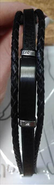 Módní kožený náramek s ocelovými ozdobami Leather - SLEVA