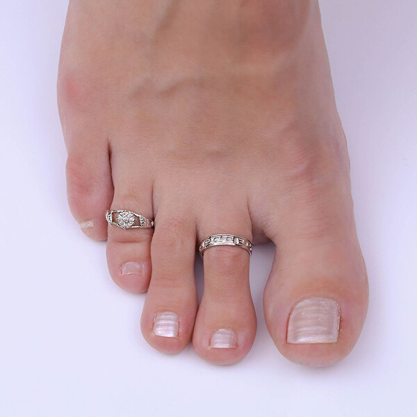 Otevřený stříbrný prsten na nohu květina Akira PRM11671R