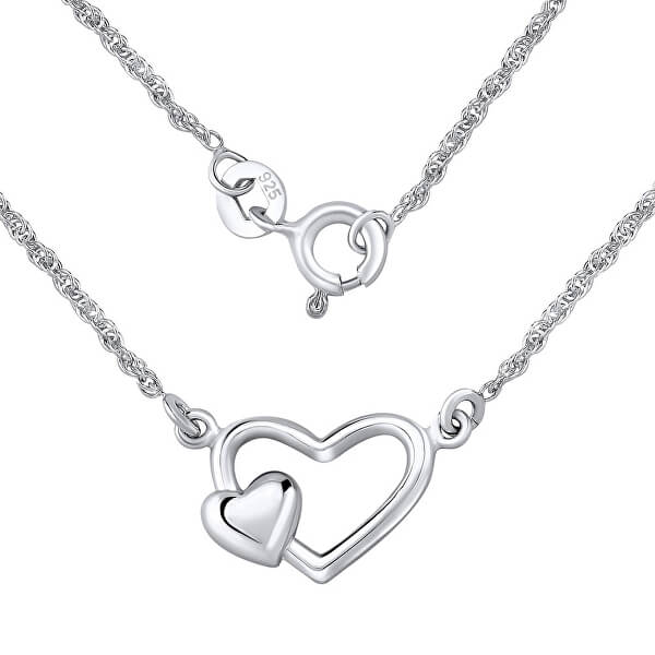 Romantický stříbrný náhrdelník se srdíčky ZTJ71251