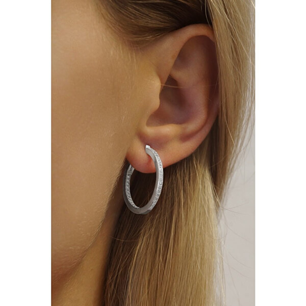 Silber runde Ohrringe mit einzigartiger Befestigung Milla JJJE0106
