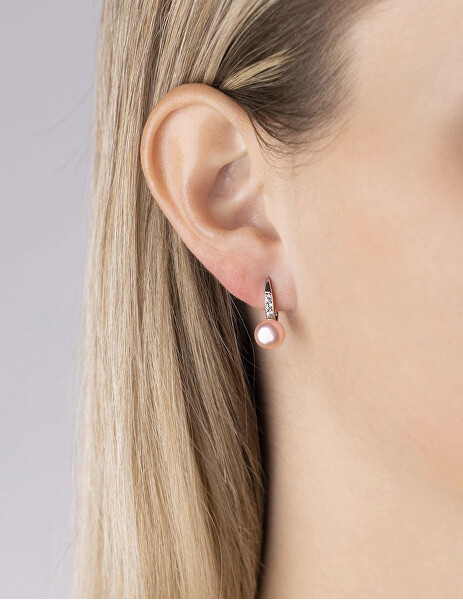 Silberne Ohrringe CASSIDY mit einer rosa Naturperle LPSP0639P