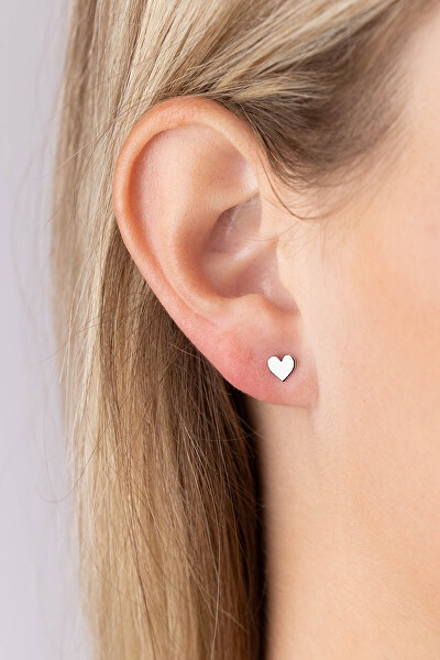 Stříbrné náušnice Lia pecky srdíčka se šroubkem SILVEGOB70270BDS
