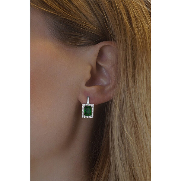 PALOMA ezüst fülbevaló zöld cirkóniumkővel LPSPE0455G