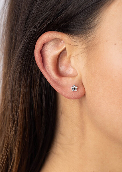 Stříbrné náušnice pecky pomněnky světle modré s Brilliance Zirconia dámské i dětské SILVEGOB70549SBDLB